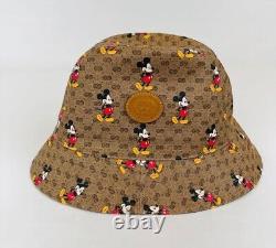 Gucci x Disney Mickey Mouse Brown GG Chapeau de Seau Édition Limitée M 602978 8475