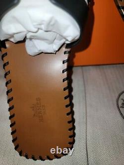 Hermes Oran Sandal Calfskin Leather Edition Limitée Noir Taille 40 Eu/ 10us Nouveau