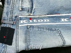 Kiton Jeans Light Blue Édition Spéciale Fait À La Main Italie Nouveau Sz 36 Slim Stretch