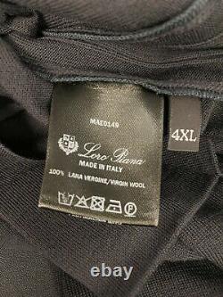Loro Piana Laine Noir Demi Zip Sweater Edition Limitée Taille 4xl Fabriqué En Italie