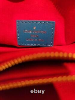 Louis Vuitton Coussin Pm Blue Red Lambskin Leather Gold Chain Limited Ed. Rare