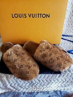Louis Vuitton Mule Mink & Monogram Édition Limitée Taille 38-39eu. Nouveau Avec Boîte
