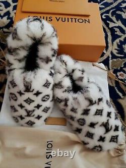 Louis Vuitton Sleeper Mink Fur Plats Blanc & Noir 40 Taille, Nouvelle Edition Limitée