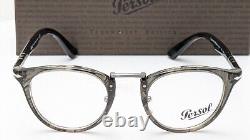 Lunettes unisexes rondes Persol Édition Typewriter 3107-V 1020 Rayé Gris 47mm