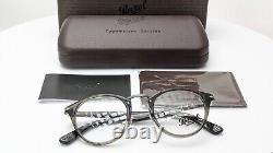 Lunettes unisexes rondes Persol Édition Typewriter 3107-V 1020 Rayé Gris 47mm