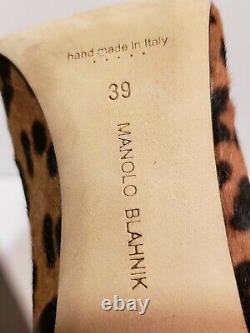 Manolo Blahnik 39 Us 9 Leopard Animal Print 105mm Pompes (tiger King Édition!)