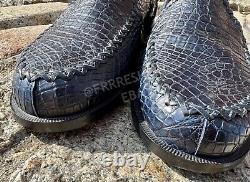 Mocassins en peau de crocodile véritable bleu de luxe italien authentique de Giorgio