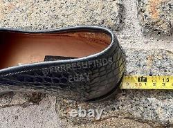 Mocassins en peau de crocodile véritable bleu de luxe italien authentique de Giorgio