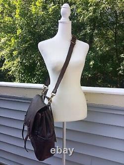 NWT CAMPOMAGGI Italie Sac Bandoulière en Cuir Huilé Marron Grand Logo Sangles Unisexe