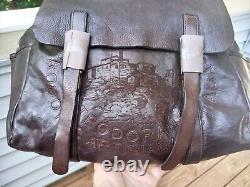 NWT CAMPOMAGGI Italie Sac Bandoulière en Cuir Huilé Marron Grand Logo Sangles Unisexe