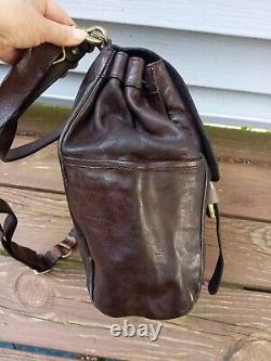 NWT CAMPOMAGGI Italie Sac Bandoulière en Cuir Huilé Marron Grand Logo Sangles Unisexe