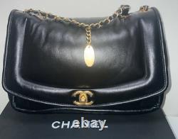 New Auth Chanel Classic Flap Black Puffy Calfskin Gold Hw Crossbody Sac À Épaulettes