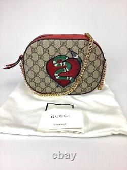 New Authentic Gucci 409535 Limited Edition Gg Supreme Kingsnake Heart Bag