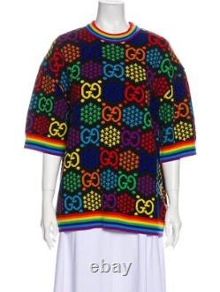 New Women's Gucci Limited Edition 2020 Gg Psychedelic Multicolor Sweater Taille M