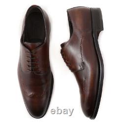 Nib 1750 $ Brioni Limited-edition Antiqued Brown Wingtip Derby Us 8.5 Chaussures