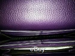 Nib Gucci Vintage Logo Métal Violet Aubergine Cuir Limited Edition Wallet Nouveau