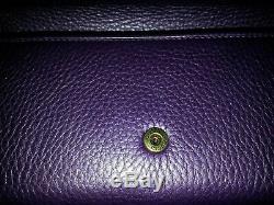 Nib Gucci Vintage Logo Métal Violet Aubergine Cuir Limited Edition Wallet Nouveau