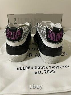 Nouveau 635 $ Sz 36 Golden Goose Edition Privée Midstar Glitter Sneaker Black Silver