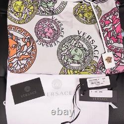 Nouveau 725 $ Versace White Nylon Medusa Amplifié Logo Large Beach Travel Tote Bag