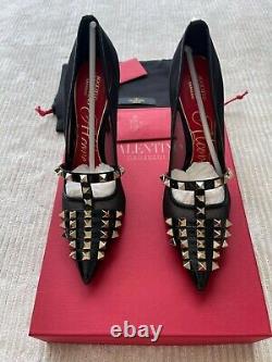 Nouveau! Chaussures Valentino Rockstud Pompe En Cuir Brevet 100 MM Taille 37