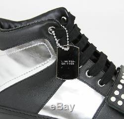 Nouveau Gucci Cuir Argent Hommes Haut-top Sneaker Limited Edition 376194 1064