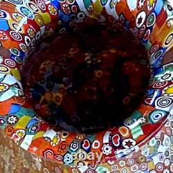 Nouveau Mario Gambaro Hand-blown Murano Italie Vase En Verre Multicolore Avec Certificat