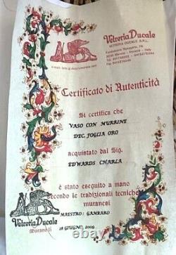 Nouveau Mario Gambaro Hand-blown Murano Italie Vase En Verre Multicolore Avec Certificat