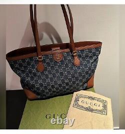 Nouveau sac à bandoulière en toile de denim bleu/marron GG OPHIDIA 631685 GUCCI authentique