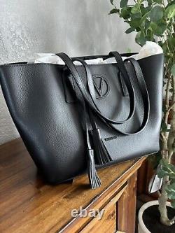 Nouveau sac à main fourre-tout noir Valentino pour femmes avec grand pompon, fabriqué en Italie.