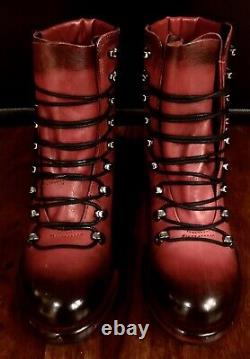 Nouvelle Édition Spéciale Rare Freebird (italie) Red Black Lace Up Ankle Boots Taille 8
