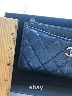 Nouvelle Pochette Auth Chanel Blue Caviar Wallet Wallet Clutch 2019 Limited Edition