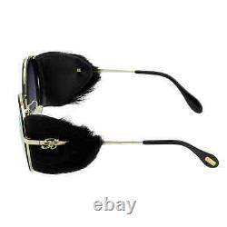 Nouvelles lunettes de soleil rondes pour femmes Blumarine SBM109S en édition limitée, noir et or avec miroir