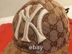 Nwt Gucci X Ny Yankees Gg Supreme Adjustable Baseball Cap Limited Edition
