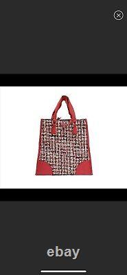 Prada Logo Tweed Bag Sac À Main Purse Cotton Knit Red White Blue Authentic Designer