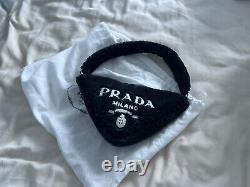 Prada Re Edition Mini Sac Éponge Black 100% Authentique Triangle Forme Terry Serviette