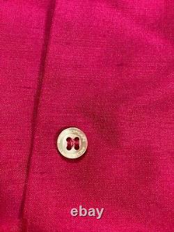 Robert Friedman Magenta Silk Charmeuse Sans Manches Cropped Button Top Blouse Xs