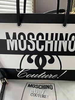 Sac À Main Moschino En Cuir Noir Et Blanc Msrp$ 1 100$ 2022 Couture Italie