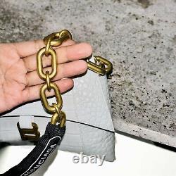 Sac à bandoulière en cuir croco Balenciaga Hour Glass à deux voies