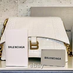 Sac à bandoulière en cuir croco Balenciaga Hour Glass à deux voies