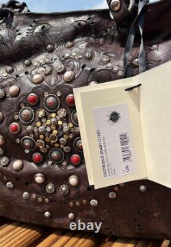 Sac en cuir brun embellie Siena de Campomaggi Italie neuf avec étiquette 895 $