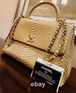 Sac en peau de python Chanel beige tan 25171080 TOUT NEUF MEGA RARE