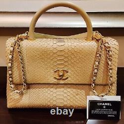 Sac en peau de python Chanel beige tan 25171080 TOUT NEUF MEGA RARE