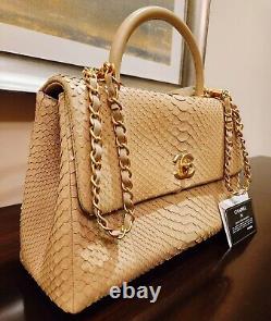 Sac en peau de python Chanel beige tan 25171080 TOUT NEUF MEGA RARE