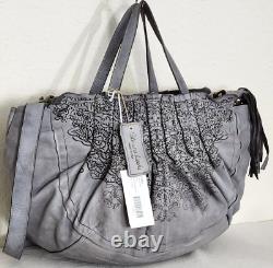 Sac fourre-tout en cuir gris découpé au laser avec fleurs de Caterina Lucchi Designer - X-Body. Neuf avec étiquettes.