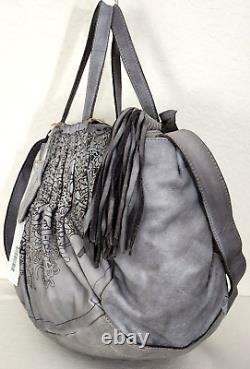 Sac fourre-tout en cuir gris découpé au laser avec fleurs de Caterina Lucchi Designer - X-Body. Neuf avec étiquettes.