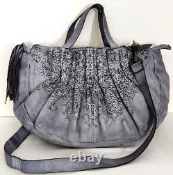 Sac fourre-tout en cuir gris découpé au laser avec fleurs de Caterina Lucchi Designer - X-Body. Neuf avec étiquettes.