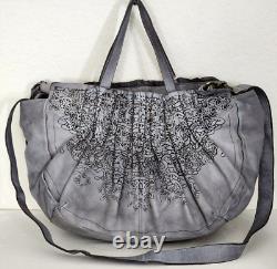 Sac fourre-tout en cuir gris découpé au laser avec fleurs de Caterina Lucchi Designer - X-Body. Neuf avec étiquettes.