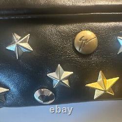 Sac pochette clouté en cuir noir Giuseppe Zanotti avec des étoiles en or et argent - Neuf avec étiquette