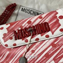 Sac pochette en cuir Moschino Runway Lettering Brushstroke NWT Édition Limitée