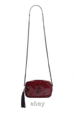 Saint Laurent Ysl Mini Lou Red Leopard Patent Leather Crossbody Bag